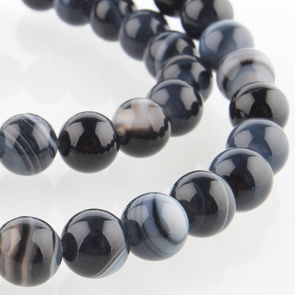 

PandaHall Natural Black Agate Round Bead Strands, Dyed, Black, 8mm, Hole: 1mm, about 49pcs/strand, 14.96 inch Black Agate Round Black
