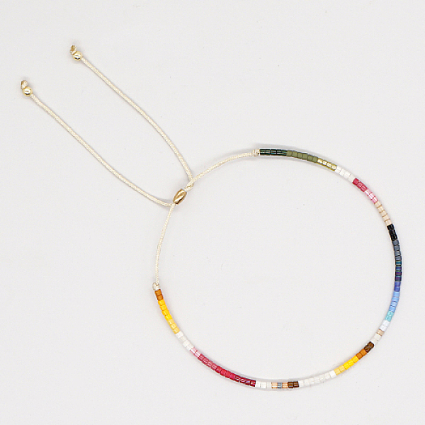 

PandaHall Glass Seed Braided Bead Bracelet, Adjustable Bracelet, Colorful, No Size Glass
