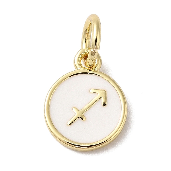 

PandaHall Real 18K Gold Plated Brass Enamel Charms, with Jump Ring, Long-Lasting Plated, Lead Free & Cadmium Free, Flat Round with..., White