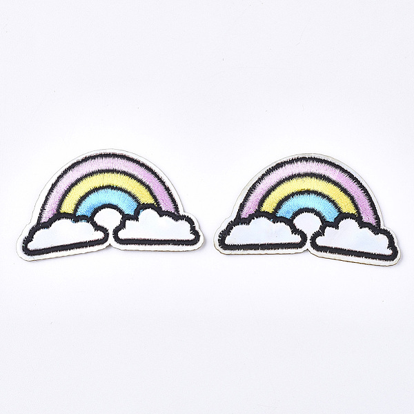 PandaHall Computerized Embroidery Cloth Iron On Patches, Costume Accessories, Appliques, Rainbow, Colorful, 36.5x61x1.5mm Cloth Rainbow