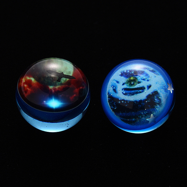 

PandaHall Transparent Epoxy Resin Beads, Double Sided Universe Galaxy Starry Night, No Hole/Undrilled, Round, Dodger Blue, 20mm Resin Round...