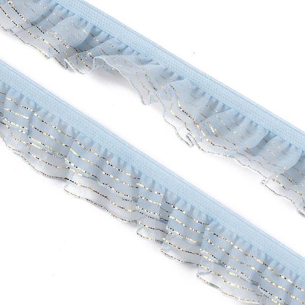 

PandaHall Double Tiers Pleated Chiffon Polyester Ribbons, Costume Accessories, Stripe Pattern, Light Blue, 3/4 inch(20mm), about...