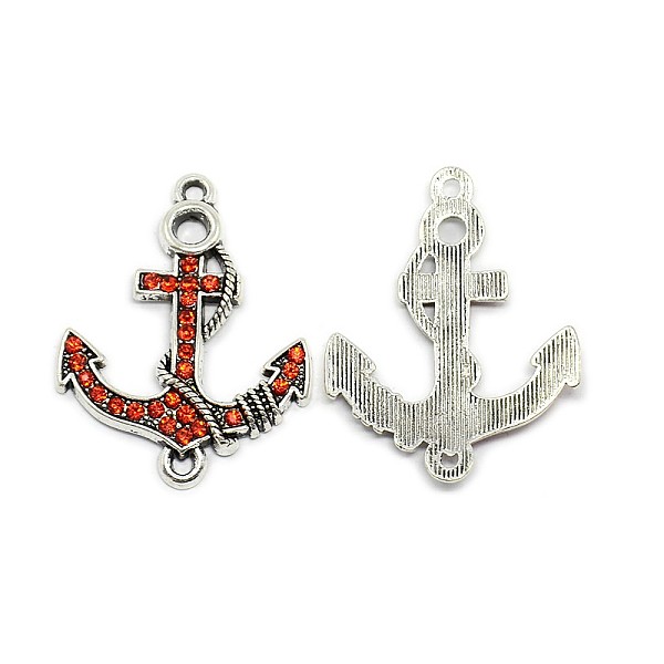 

PandaHall Anchor Antique Silver Tone Alloy Rhinestone Links connectors, Hyacinth, 37x29x3mm, Hole: 2mm Alloy+Rhinestone Anchor & Helm Red