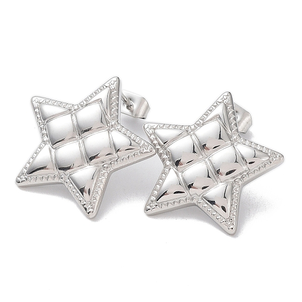 

PandaHall 304 Stainless Steel Stud Earrings, Manual Polished, Star with Tartan Ear Studs for Women, Stainless Steel Color, 21x22mm 304...