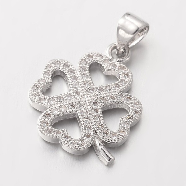 

PandaHall Clover Brass Micro Pave Cubic Zirconia Charms, Lead Free & Nickel Free, Platinum, 18x16x2mm, Hole: 3x4mm Brass+Cubic Zirconia...