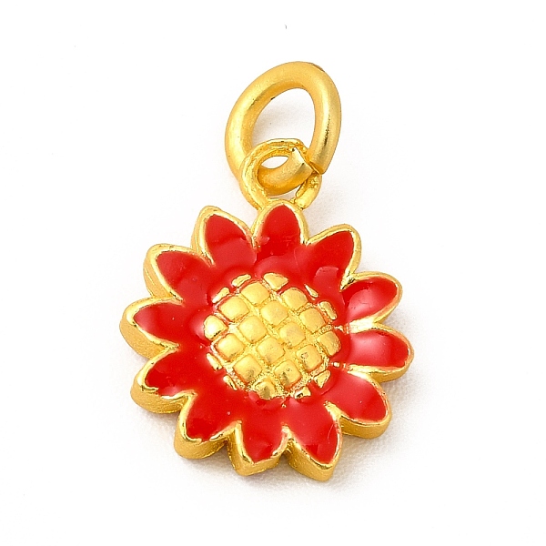 

PandaHall Rack Plating Alloy Enamel Pendants with Jump Ring, Flower Charms, Matte Gold Color, Crimson, 14x11.5x3mm, Jump Ring: 5x1mm, 3mm..., Pink