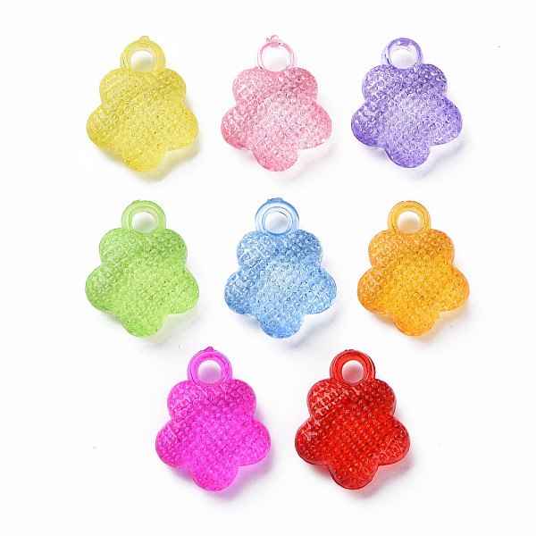 

PandaHall Transparent Acrylic Pendants, Flower, Mixed Color, 19x15x5mm, Hole: 3mm, about 790pcs/500g Acrylic Flower Multicolor