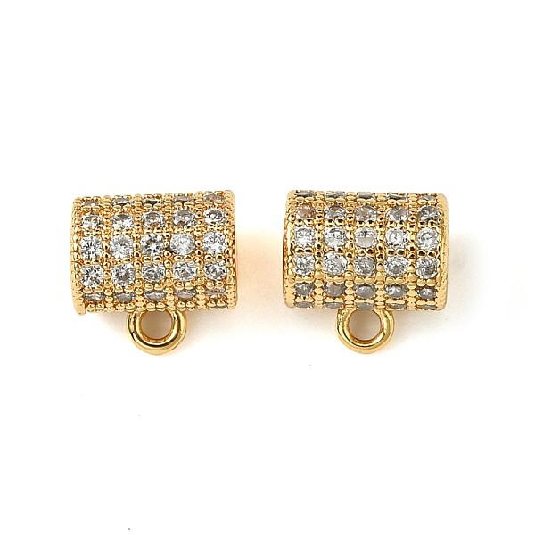 

PandaHall Brass Brass Micro Pave Cubic Zirconia Tube Bails, Loop Bails, Column, Real 18K Gold Plated, 8.5x8.5x6mm, Hole: 1.5mm, Inner..., Clear