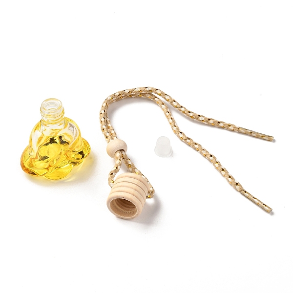 

PandaHall Rose-shaped Refillable Empty Perfume Bottles Pendant, with Plastic Stopper, Beech Wood Dust Plug and Polyester Cord, Aromatherapy..., Gold