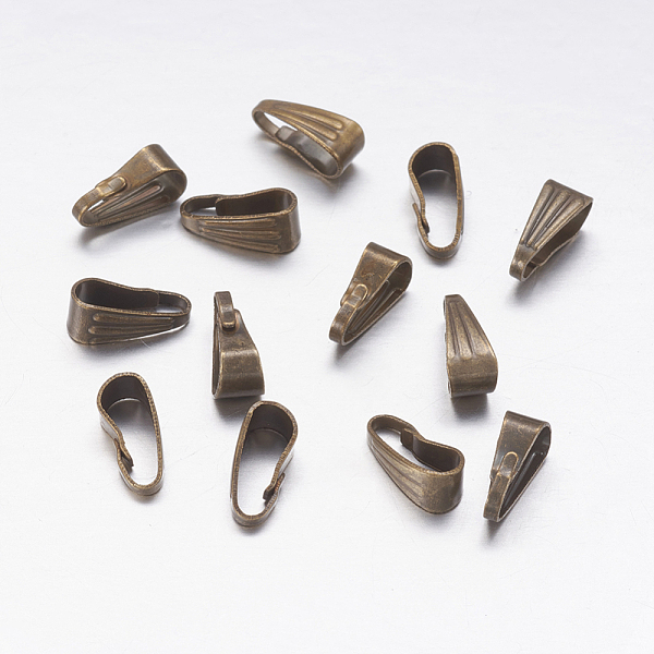 

PandaHall Iron Snap on Bails, Antique Bronze, 8.5x3.5x4mm, Hole: 2.5x7.5mm Iron
