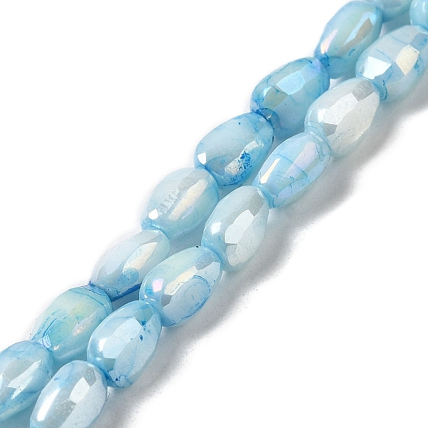 

PandaHall Electroplate Glass Beads Strands, Rainbow Plated, Faceted, Teardrop, Light Sky Blue, 6.5x4.5x3.5mm, Hole: 1mm, about 70pcs/strand...