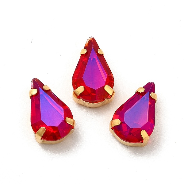 

PandaHall Moonlight Effect Teardrop Sew on Rhinestone, Multi-strand Links, with Golden Tone Brass Prong Settings, Garments Accessories, Siam..., Red