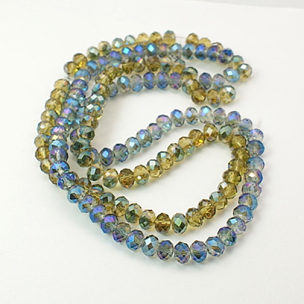

PandaHall Electroplate Glass Faceted Rondelle Beads Strands, Half Plated, Mixed Color, 8x5~6.5mm, Hole: 1mm, about 72pcs/strand, 16.5 inch..., Multicolor