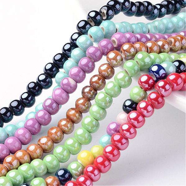 

PandaHall Handmade Porcelain Beads, Bright Glazed Porcelain, Rondelle, Mixed Color, 7x5mm, Hole: 2mm, about 65pcs/strand, 13.3 inch..., Multicolor
