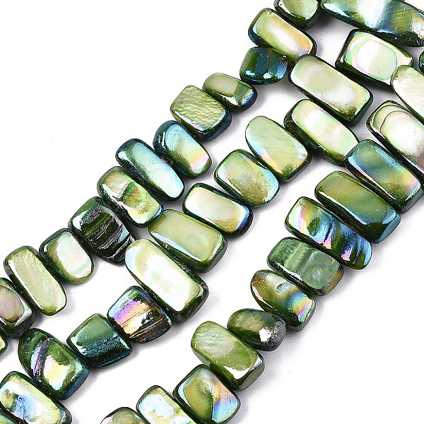 

PandaHall Natural Freshwater Shell Beads Strands, AB Color, Dyed, Nugget Stick, Dark Olive Green, 8~25x6~10x2~6mm, Hole: 0.5mm, about...