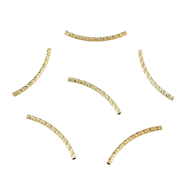 

PandaHall Brass Curved Tube Beads, Nickel Free, Real 14K Gold Plated, 29x6x1.5mm, Hole: 0.8mm Brass Tube