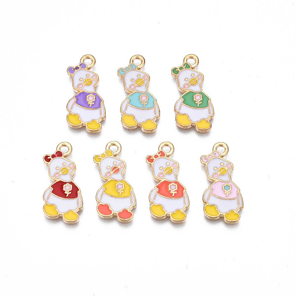 

PandaHall Alloy Enamel Pendants, Cadmium Free & Nickel Free & Lead Free, Light Gold, Duck, Mixed Color, 21x12x1mm, Hole: 1.5mm Alloy+Enamel..., Multicolor