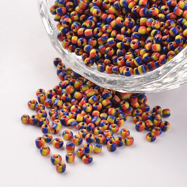 

PandaHall 12/0 Opaque Colours Seep Glass Beads, Round Seed Beads, Colorful, 1.5~2x2mm, Hole: 0.5mm, about 22500pcs/450g Glass