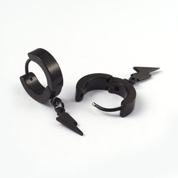 

PandaHall 304 Stainless Steel Hoop Huggie Earrings, Punk Rock Style, Gunmetal, 25x13.5x4mm, Pin: 1mm 304 Stainless Steel