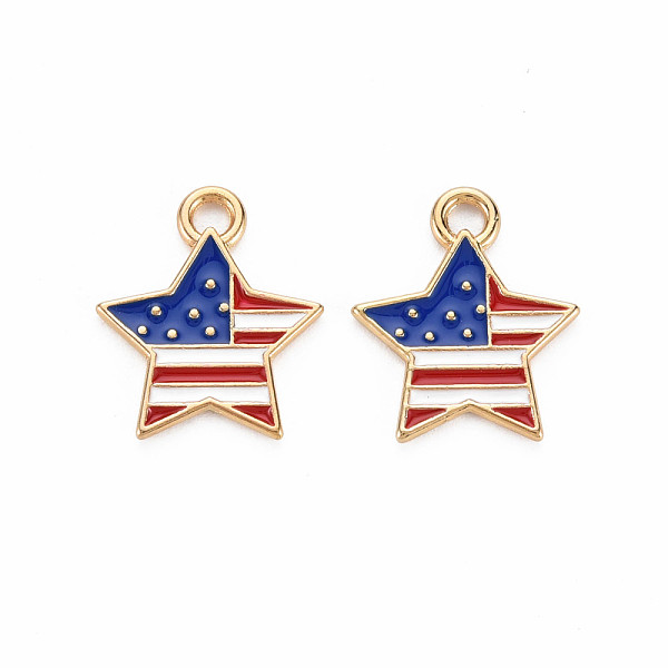 

PandaHall Rack Plating Alloy Enamel Pendants, Light Gold, Cadmium Free & Nickel Free & Lead Free, Star, Blue, 18x15.5x1mm, Hole: 2mm...