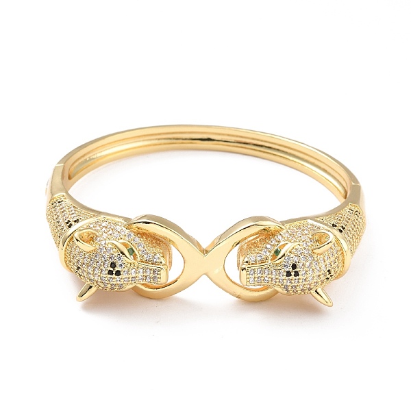 

PandaHall Cubic Zirconia Double Leopard and Infinity Hinged Bangle, Brass Jewelry for Women, Cadmium Free & Lead Free, Real 18K Gold Plated...