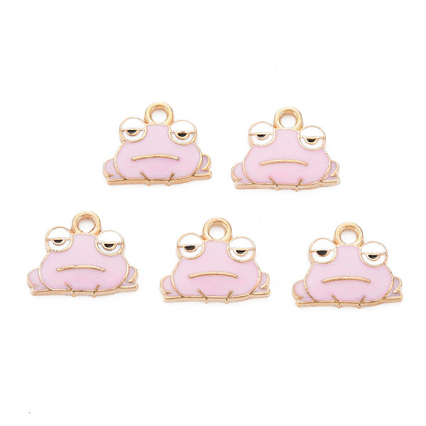 

PandaHall Alloy Enamel Pendants, Cadmium Free & Nickel Free & Lead Free, Light Gold, Frog, Pink, 12.5x15.5x2mm, Hole: 2mm Alloy+Enamel Frog...