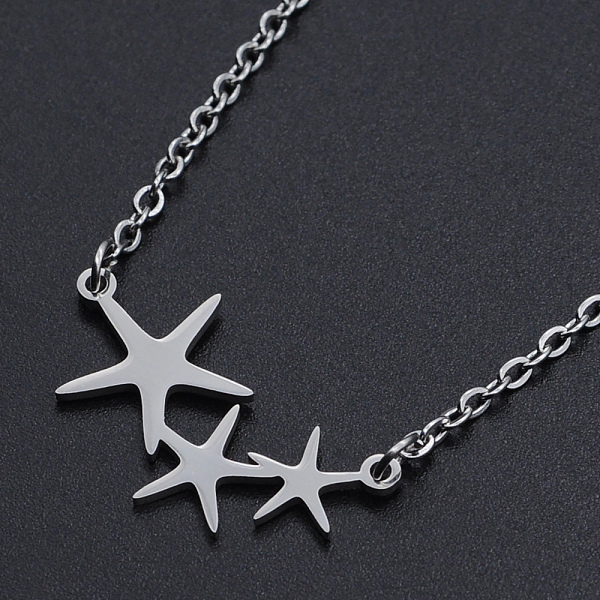 

PandaHall 201 Stainless Steel Pendant Necklaces, with Cable Chains and Lobster Claw Clasps, 3-Star, Stainless Steel Color, 17.32 inch(44cm)...