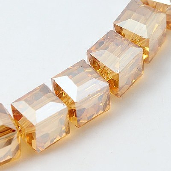 

PandaHall Electorplated Glass Beads, Rainbow Plated, Faceted, Cube, Orange, 9x9x9mm, Hole: 1mm Glass Cube Orange