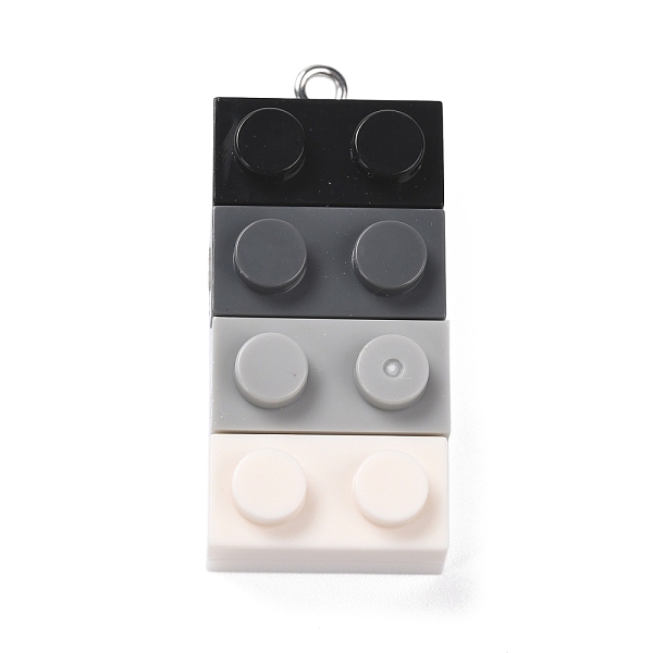

PandaHall Resin Pendants, with Platinum Iron Loop, Toy Bricks, Colorful, 36x15.5x8mm, Hole: 2.6mm Iron+Resin Others