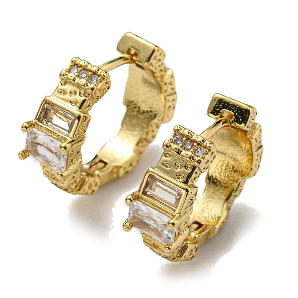 

PandaHall Rack Plating Brass Rectangle Hoop Earrings with Cubic Zirconia, Lead Free & Cadmium Free, Real 18K Gold Plated, 15x17x5.5mm Cubic...