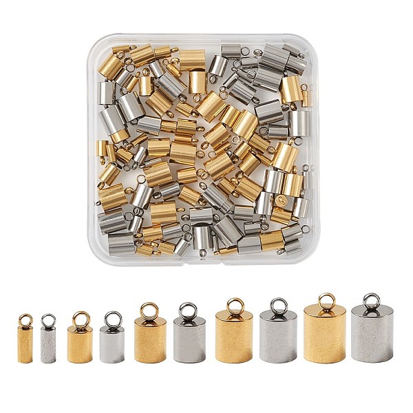 

PandaHall 304 Stainless Steel Cord Ends, Golden & Stainless Steel Color, 74x72x17mm, 100pcs/box 304 Stainless Steel