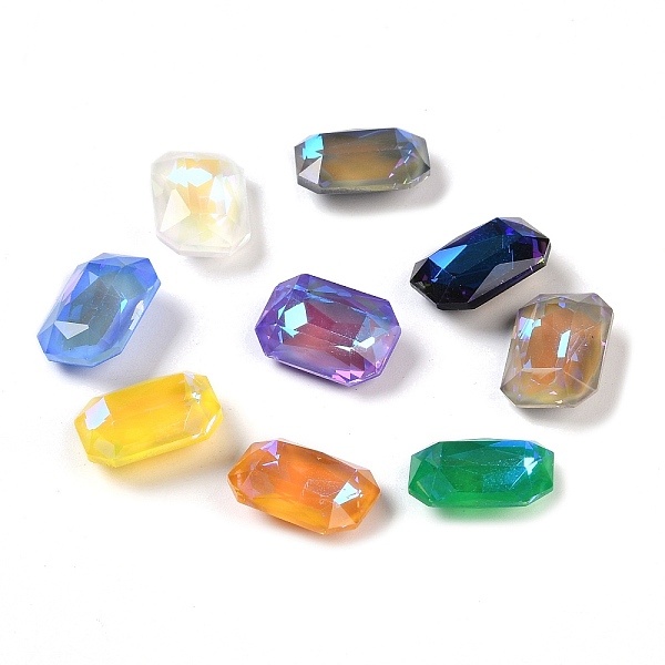 

PandaHall Glass Rhinestone Cabochons, Point Back, Faceted, Rectangle, Mixed Color, 14x10x5.5mm Glass Rhinestone Rectangle Multicolor