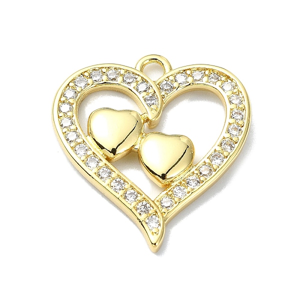 

PandaHall Rack Plating Real 18K Gold Plated Brass Micro Pave Cubic Zirconia, Pendants, Long-Lasting Plated, Lead Free & Cadmium Free, Heart..., Clear