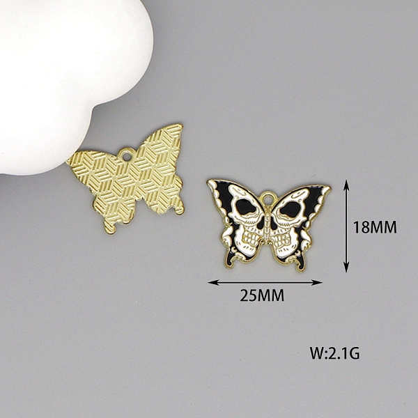 

PandaHall Alloy Enamel Pendants, Golden, Butterfly with Skull Charm, Black, 18x25mm Alloy+Enamel Butterfly Black