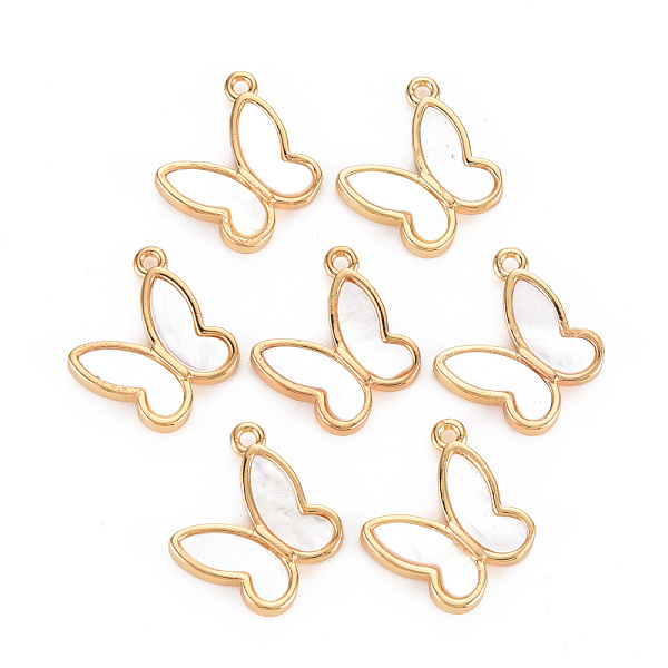 

PandaHall Natural Shell Pendants, with Brass Findings, Long-Lasting Plated, Cadmium Free & Lead Free, Butterfly, Light Gold, 18.5x16x2.5mm...