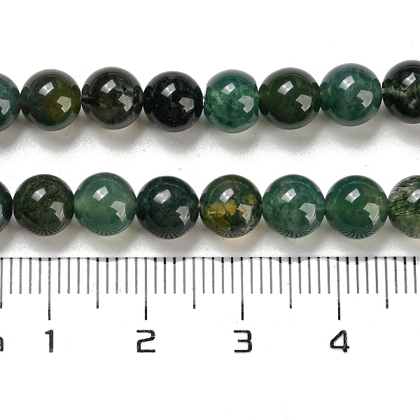 Natural Moss Agate Round Beads Strands