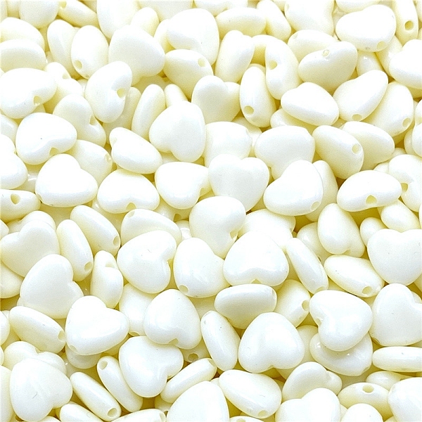 

PandaHall Opaque Acrylic Beads, Heart, White, 9mm, 50pcs/bag Acrylic Heart White