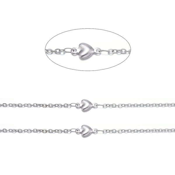 

PandaHall Stainless Steel Cable Chains, with Heart Links and Spool, Soldered, Flat Oval, Stainless Steel Color, 2x1.5x0.3mm, about 32.8 Feet...