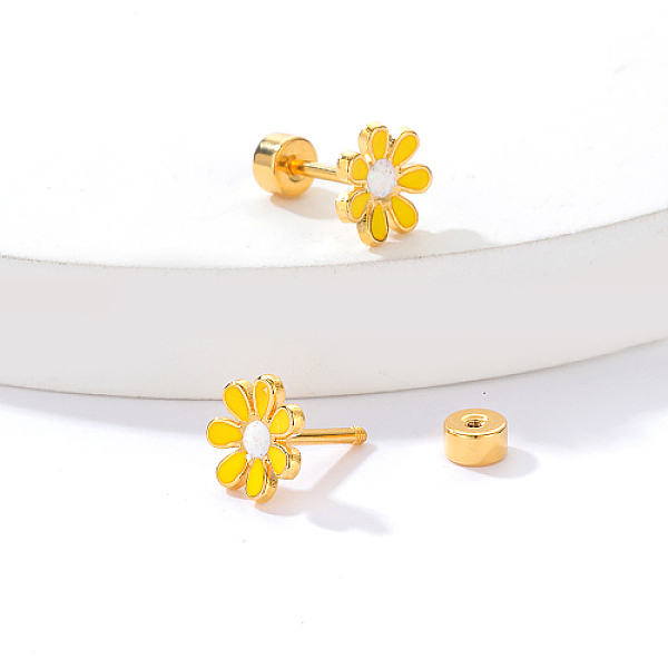 

PandaHall Real 18K Gold Plated Stainless Steel Stud Earrings for Women, Daisy Flower, Yellow, No Size Stainless Steel Flower Yellow