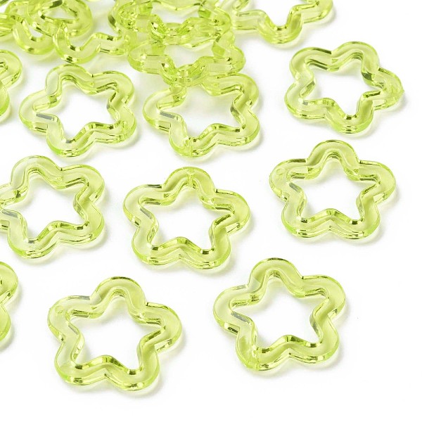 

PandaHall Transparent Acrylic Beads, Flower, Green Yellow, 30x30.5x5mm, Hole: 1.8mm, about 340pcs/500g Acrylic Flower