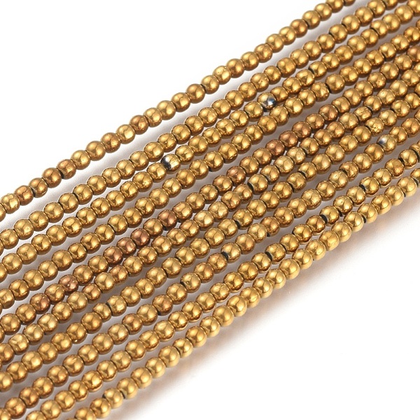 

PandaHall Electroplate Glass Beads Strands, Round, Full Plated, Golden Plated, 2mm, Hole: 0.6mm, about 180pcs/strand, 14.17 inch(36cm) Glass..., Gold