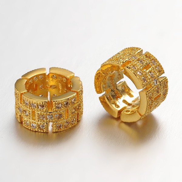 

PandaHall Large Hole Brass Micro Pave Cubic Zirconia Beads, Column, Lead Free & Nickel Free, Clear, Golden, 9.5x5mm, Hole: 6mm Brass+Cubic...