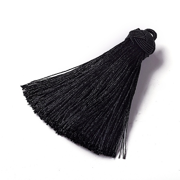 

PandaHall Nylon Tassel Pendants, Black, 70~72x17~18mm, Hole: 3~4mm Nylon Black