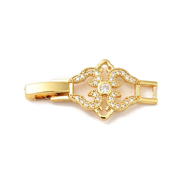 

PandaHall Flower Rack Plating Brass Clear Cubic Zirconia Watch Band Clasps, Cadmium Free & Lead Free, Long-Lasting Plated, Real 18K Gold...
