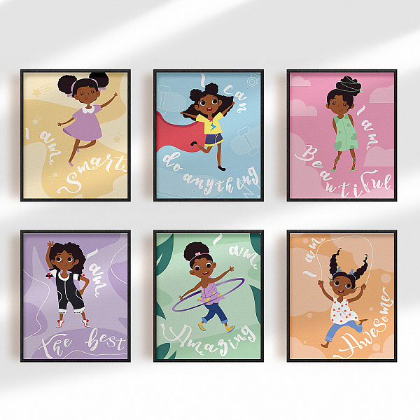 

PandaHall Chemical Fiber Oil Canvas Hanging Painting, Decoration Accessories, Rectangle, Girl Pattern, 20x25cm, 6pcs/set Cloth Human