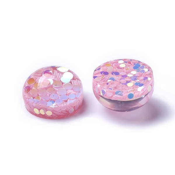 

PandaHall Resin Cabochons, with Paillette, Half Round, Mixed Color, 20x12mm Resin Half Round Multicolor