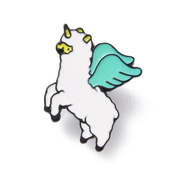 

PandaHall Unicorn Enamel Pin, Electrophoresis Black Plated Alloy Badge for Backpack Clothes, Cyan, 34x24x1.5mm Alloy+Enamel Unicorn Cyan