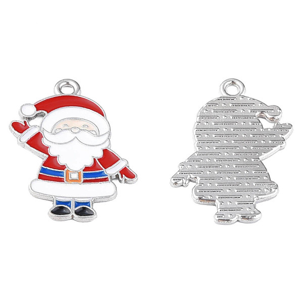 

PandaHall Rack Plating Alloy Enamel Pendants, Cadmium Free & Lead Free, Father Christmas, Platinum, 25x18x1mm, Hole: 1.6mm Alloy+Enamel...