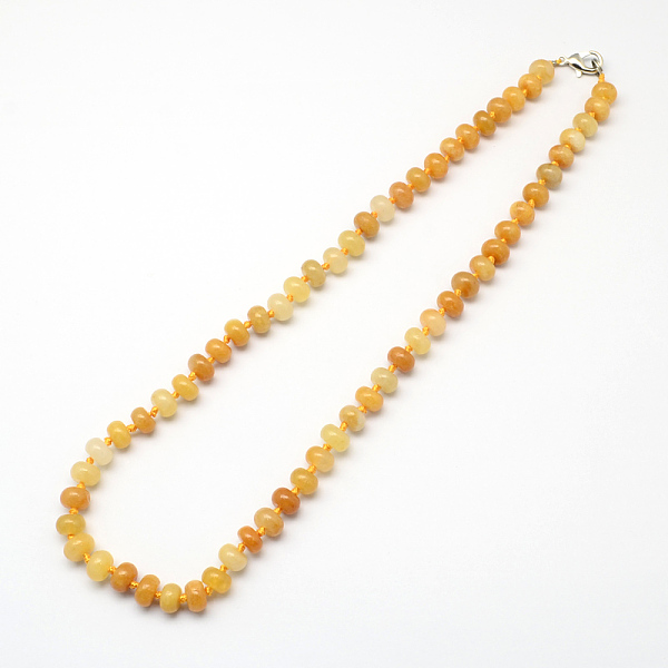 

PandaHall Fashionable Gemstone Beaded Necklaces, with Platinum Plated Zinc Alloy Lobster Clasps, Jade, 18.5 inch Jade