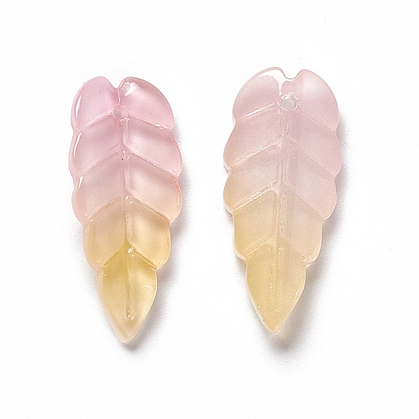 

PandaHall Electroplate Glass Pendant, Leaf, Pink, 23x10x3mm, Hole: 1.2mm Glass Leaf Pink